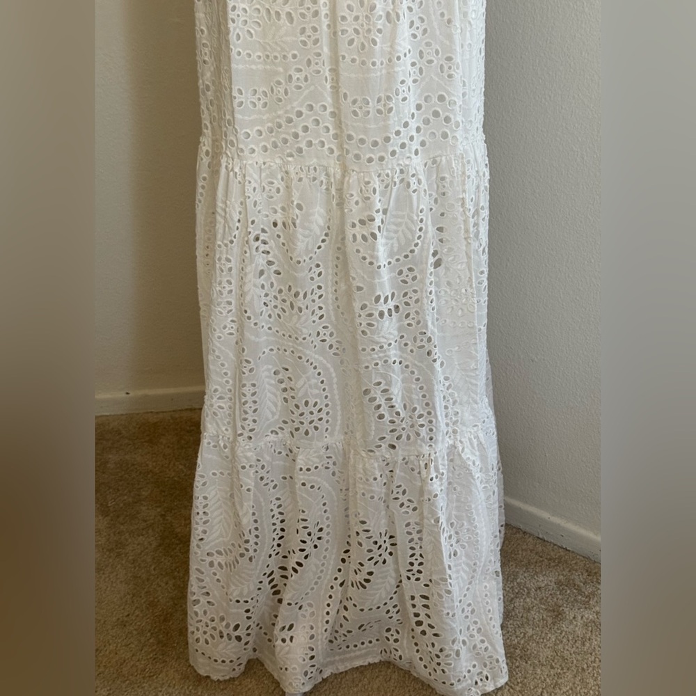 City Studio Juniors' Off-The-Shoulder Eyelet White Maxi Cotton Dress - Picture 8 of 10